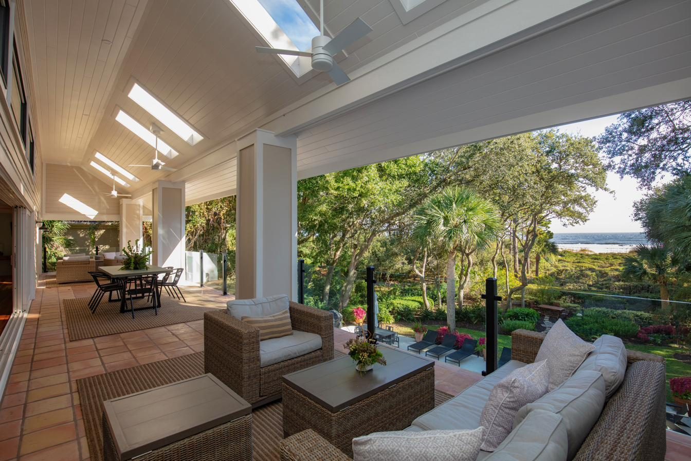 Ocean view framed from the covered porch