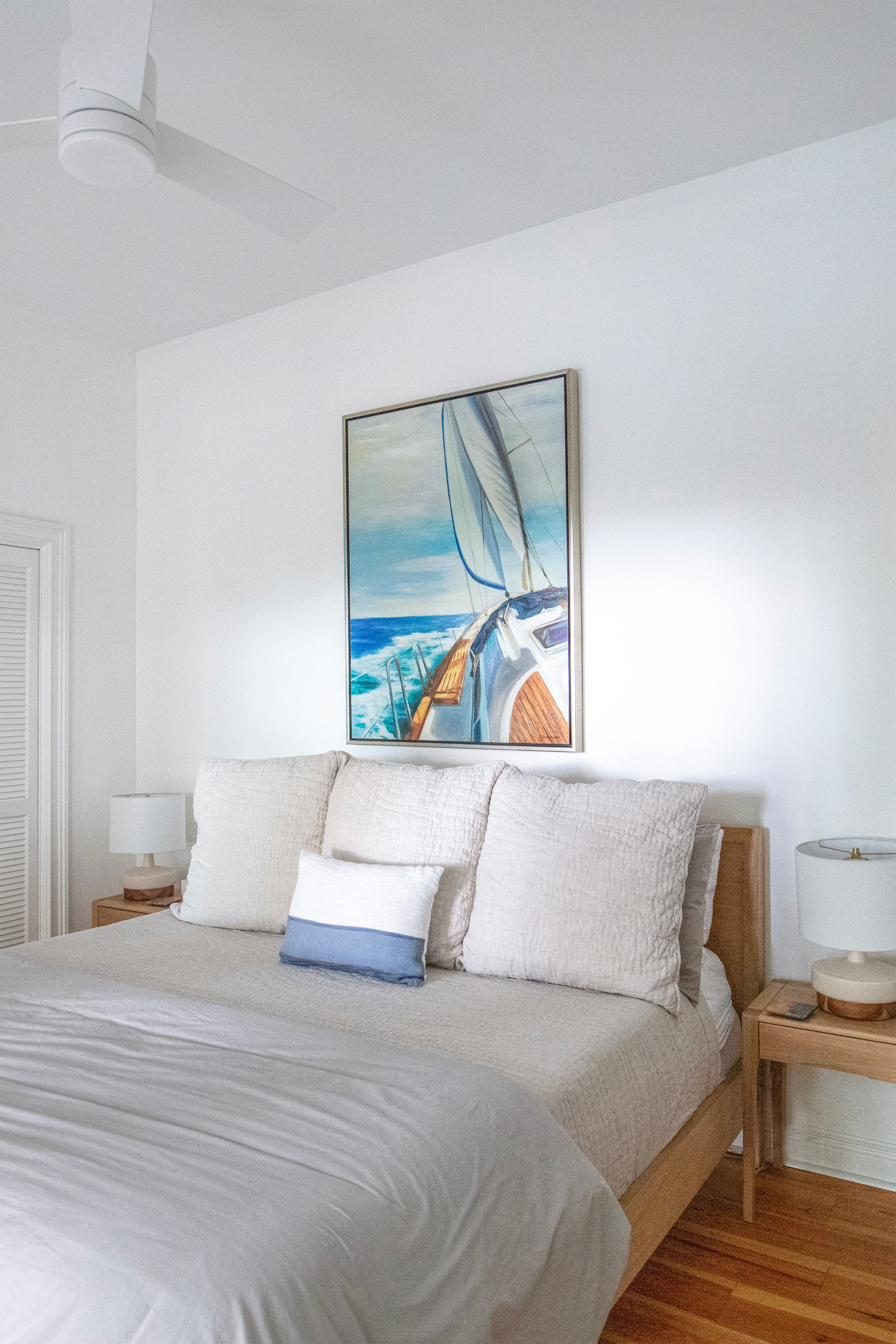 Sailboat-themed guest bedroom