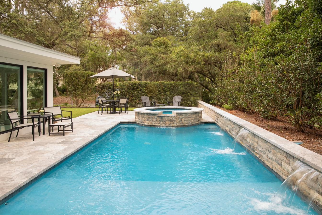 Private heated pool and spa at 8 Juniper Lane, Hilton Head