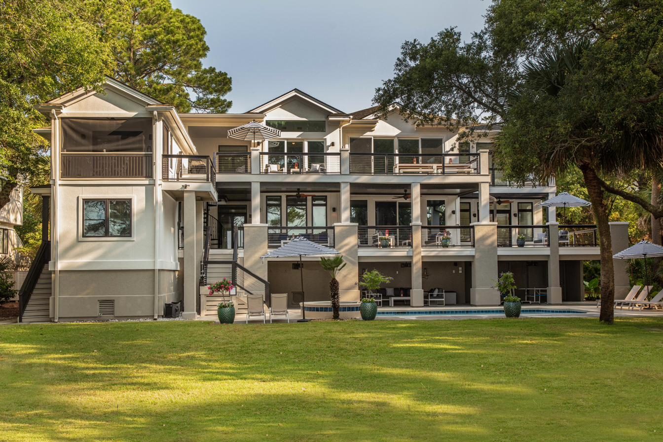 Rear exterior of the oceanfront home