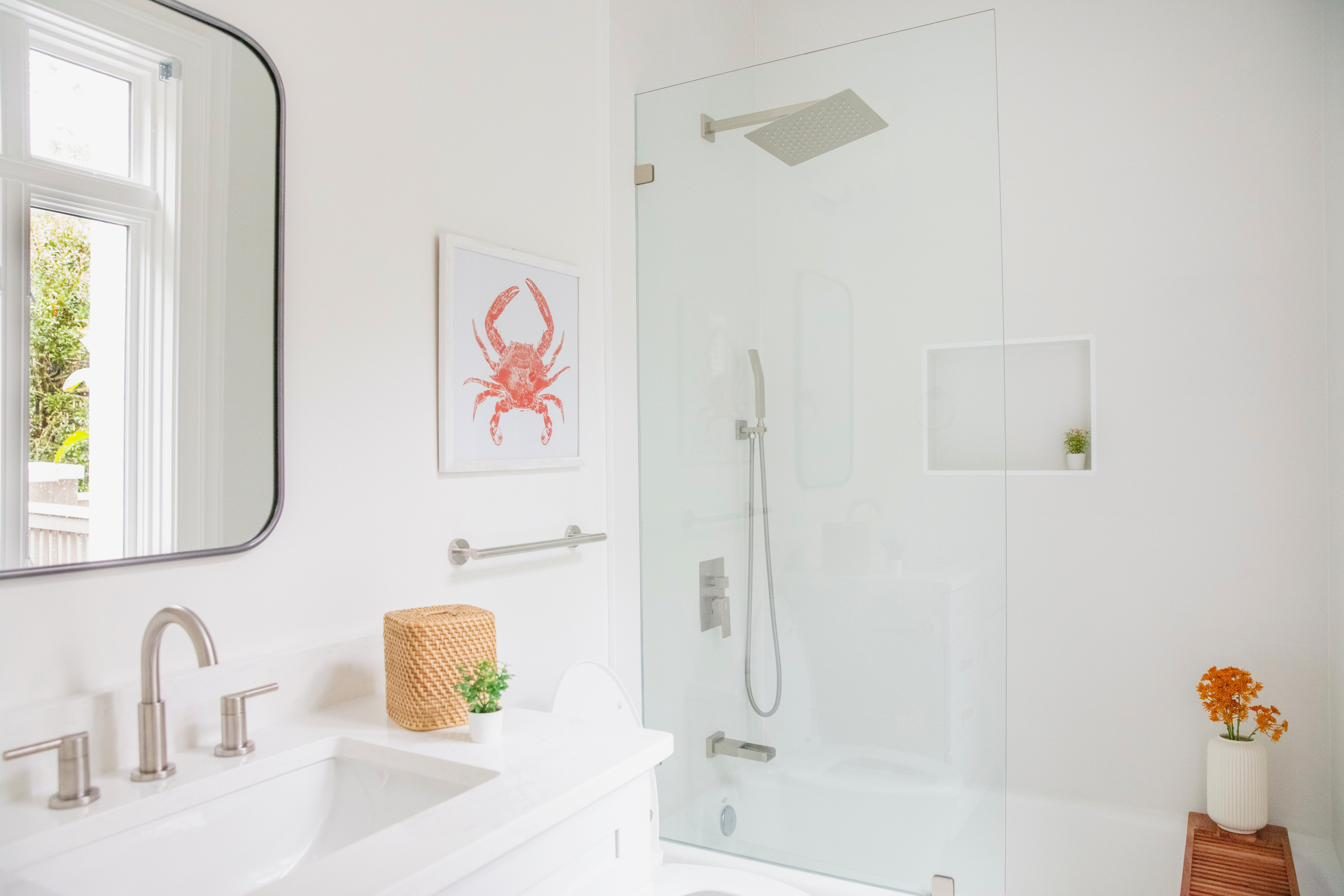 Whimsical crab-themed bathroom