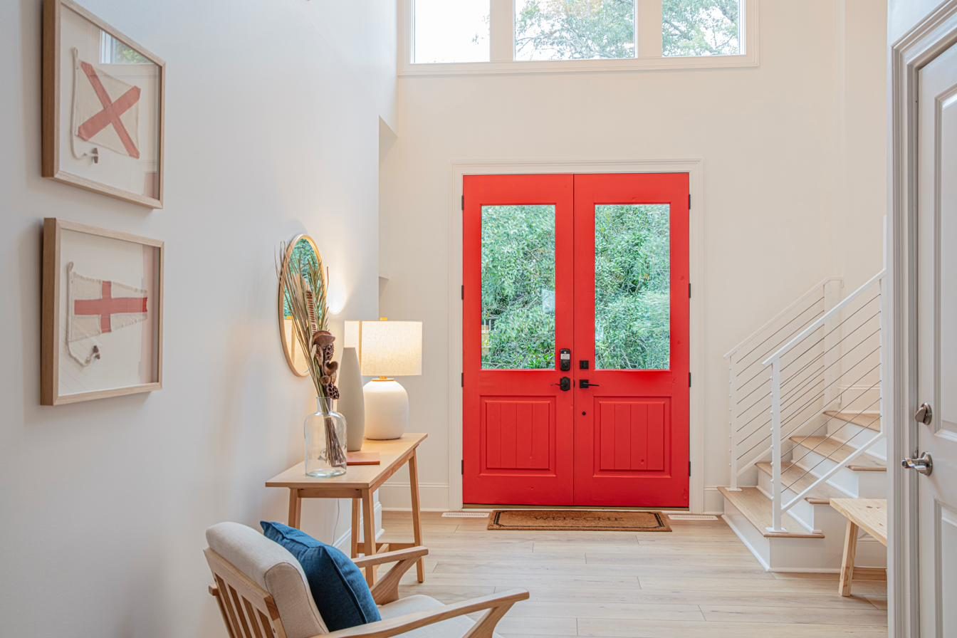 Signature red door entrance